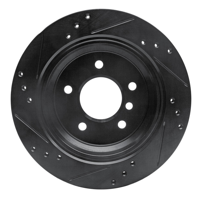 BMW 540I Brake Rotor (1) - Rear Right - R1 Concepts - Drilled & Slotted - Black - `96-`03